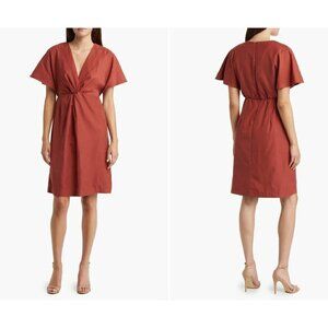 New Julia Jordan Women's Size 2 Flutter Sleeve Twist Front Dress Color Rust